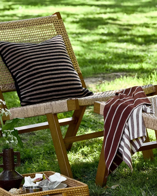 KINU viskestykke, stribet - Bordeux/beige