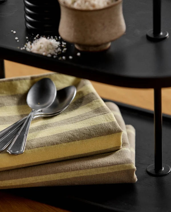 KINU viskestykke, stribet -Gul/beige